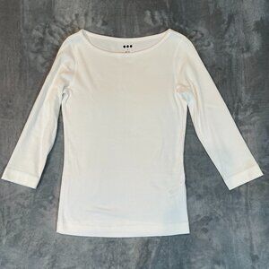 NWOT Three Dots Boat-Neck 3/4-Sleeve cotton T-Shirt